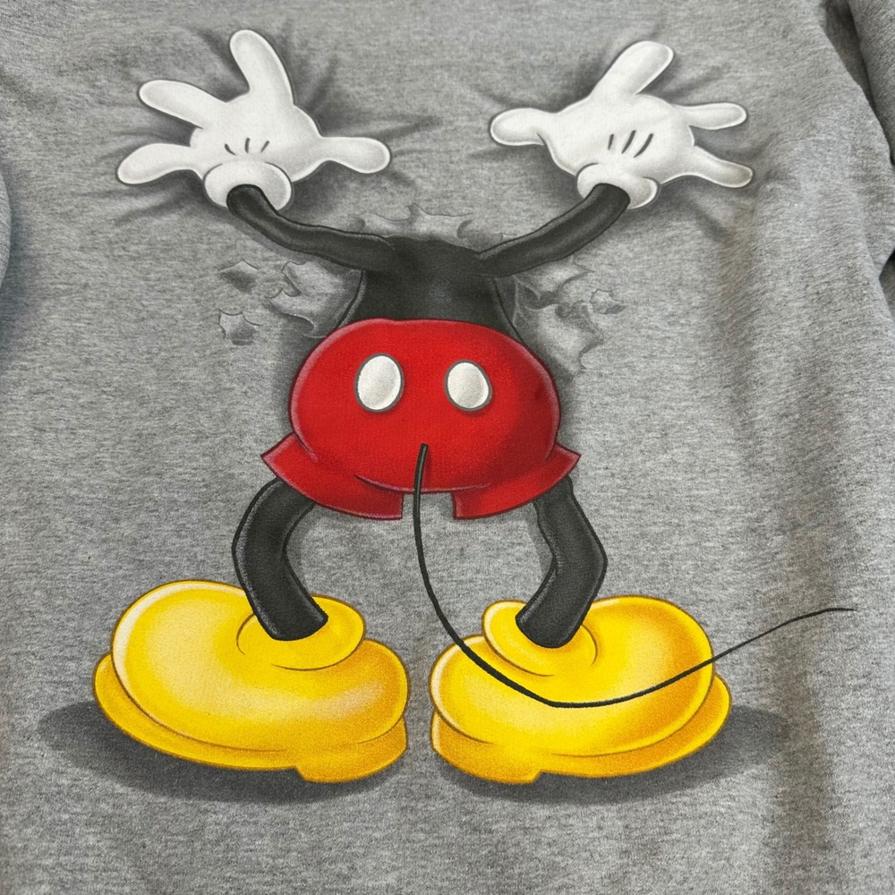 Walt Disney World Mickey Mouse Gray Pullover Hoodie Sweatshirt M Double Sided - Picture 11 of 11